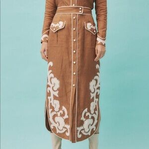 ALEMAIS Ruby Applique midi skirt in tobacco